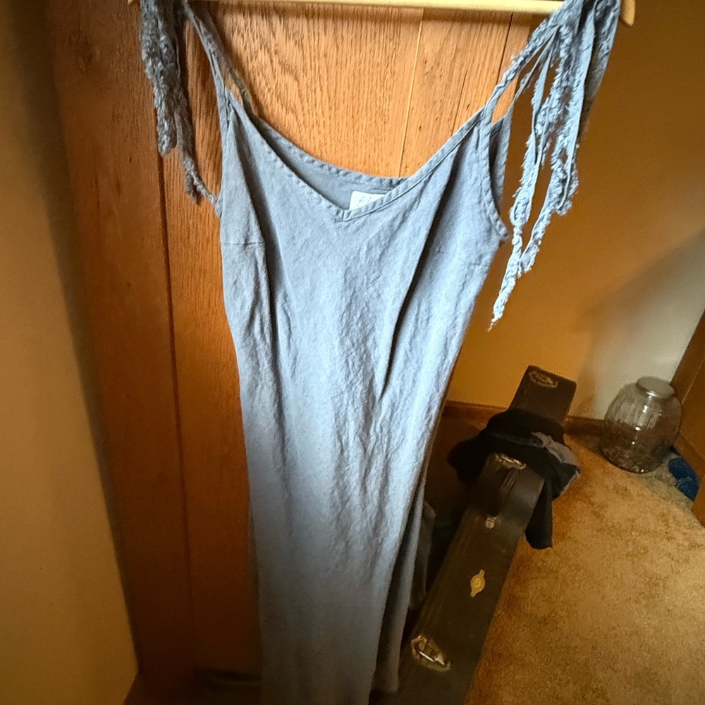 100% Linen tie shoulder dress